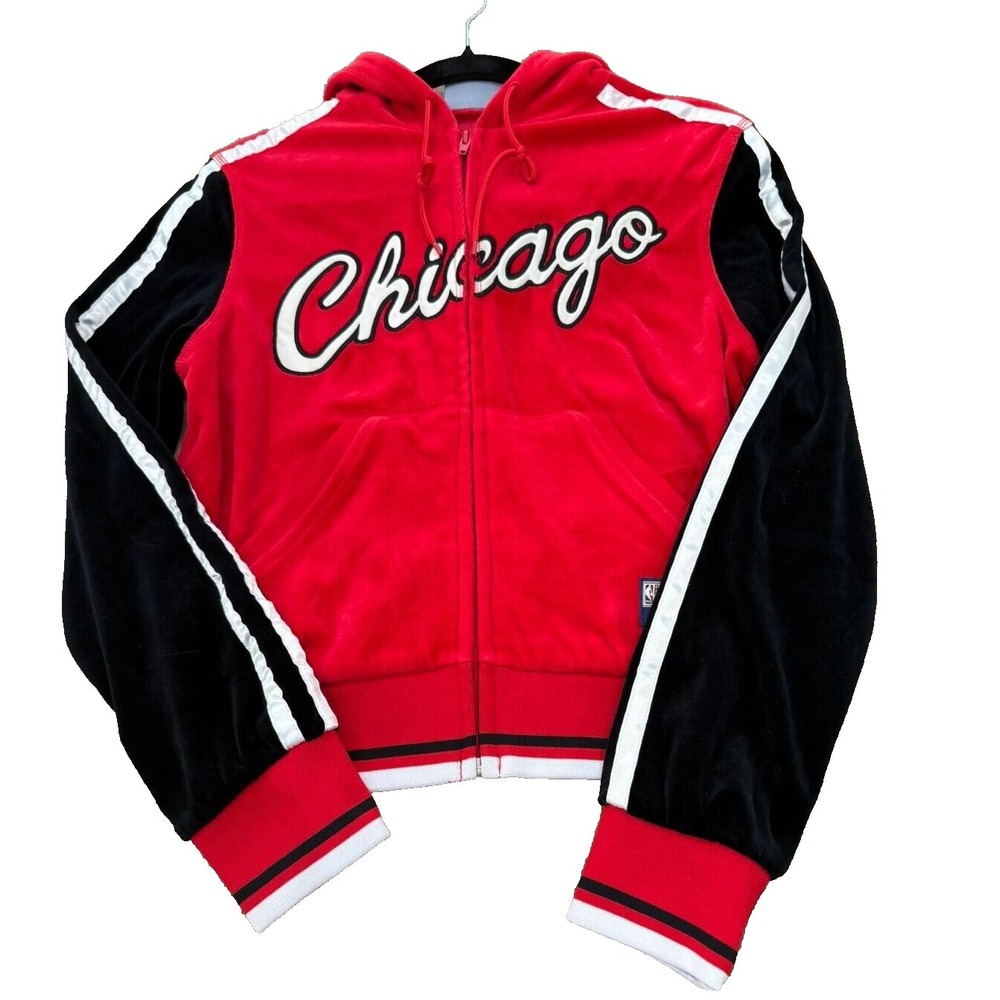 Hardwood Classics Sports G III Carl Banks Velour Chicago Bulls Hoodie Size Small